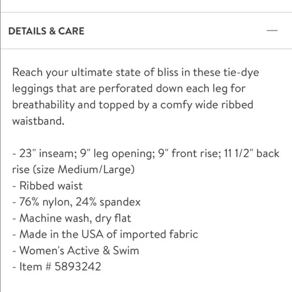 Free People FP Movement Good Karma Blue Tie Dye Leggings NEW - Picture 11 of 11